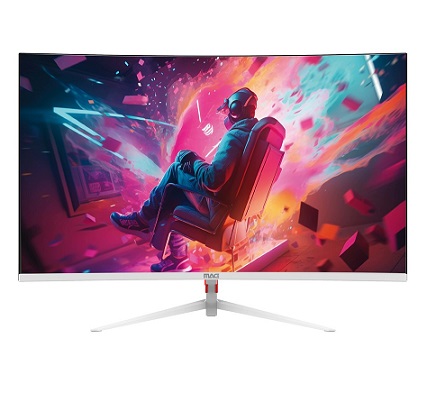 מסך מחשב 27 אינץ' קעור לבן כולל רמקולים מאג MAG C27F300YW 27 Inch Curved FHD 1920x1080 5ms 300Hz VA 2xHDMI 2xDP Speaker White